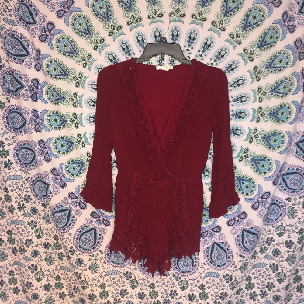Boho burgundy Romper